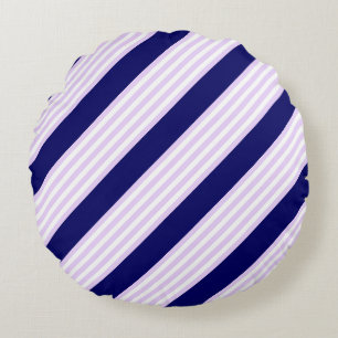 Coussins Ronds Lilac et rayures blanches motif avec bleu marine