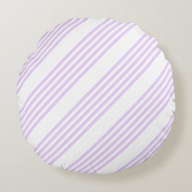 Coussins Ronds Lilac violet et blanc cinq bandes motif (Devant)
