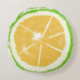 Coussins Ronds Lime Abstrait Citrus Tie Dye Design