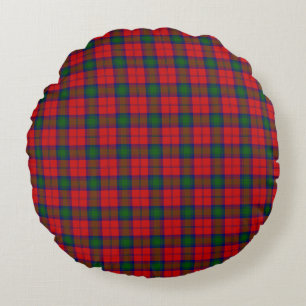 Coussins Ronds Lindsay tartan rouge vert plaid
