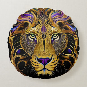 Coussins Ronds Lion en filigrane d'or