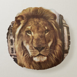 Coussins Ronds lion en ville