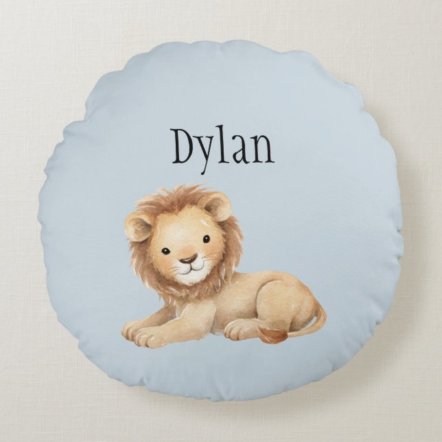 Coussins Ronds Lion Sucré Bleu (Devant)
