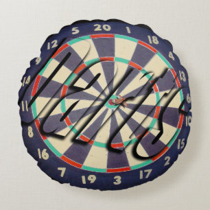 Coussins Ronds Logo Dartboard et Darts,