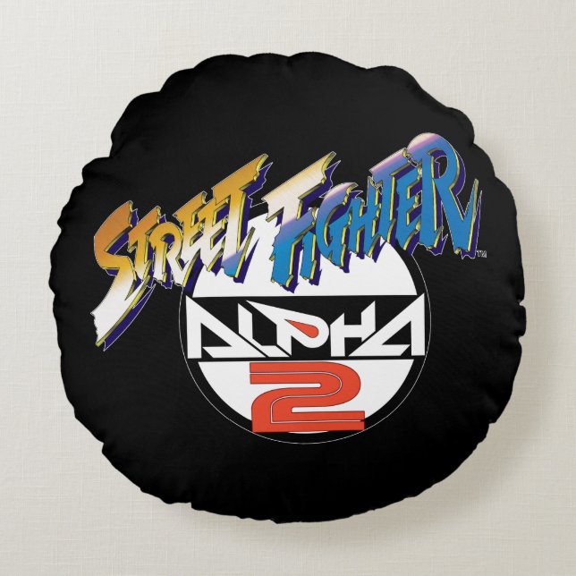 Coussins Ronds Logo de l'alpha 2 de Street Fighter (Devant)