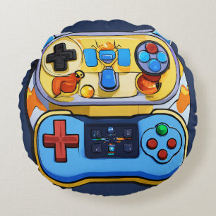 Coussins Ronds Logo de télécommande de jeu en 3D pour Beautifu