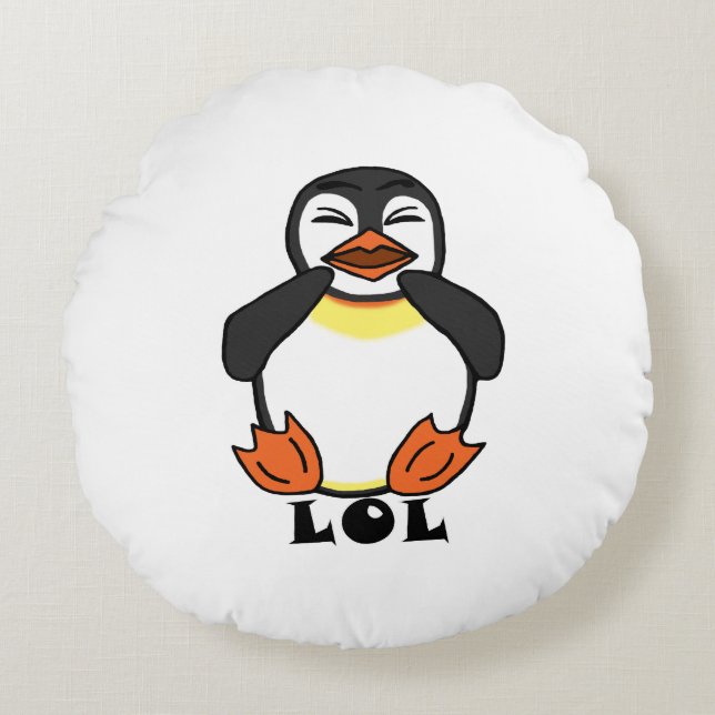 Coussins Ronds LOL Pingouin riant (Devant)