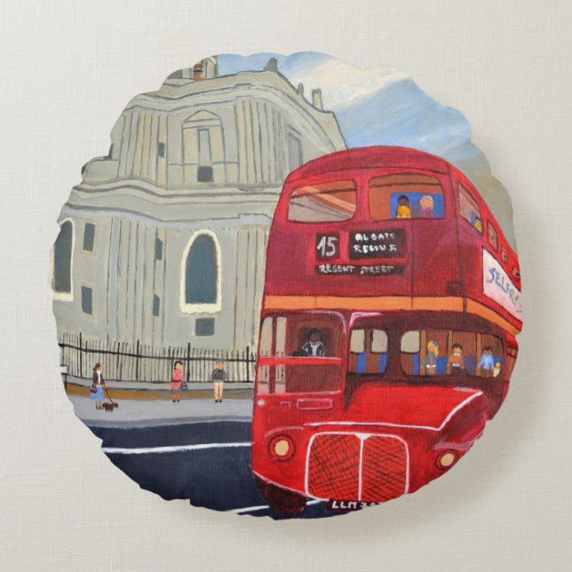 Coussins Ronds London Bus Throw Pillow (Devant)