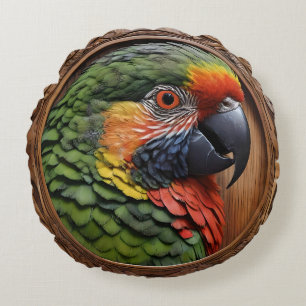 Coussins Ronds Lorikeet à arc-en-ciel australien encadré en bois,