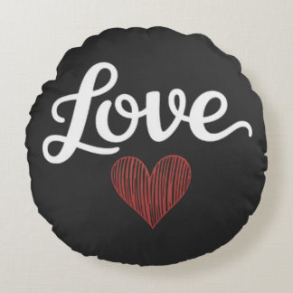Coussins Ronds Love Heart Minimal Typography Romantic Design