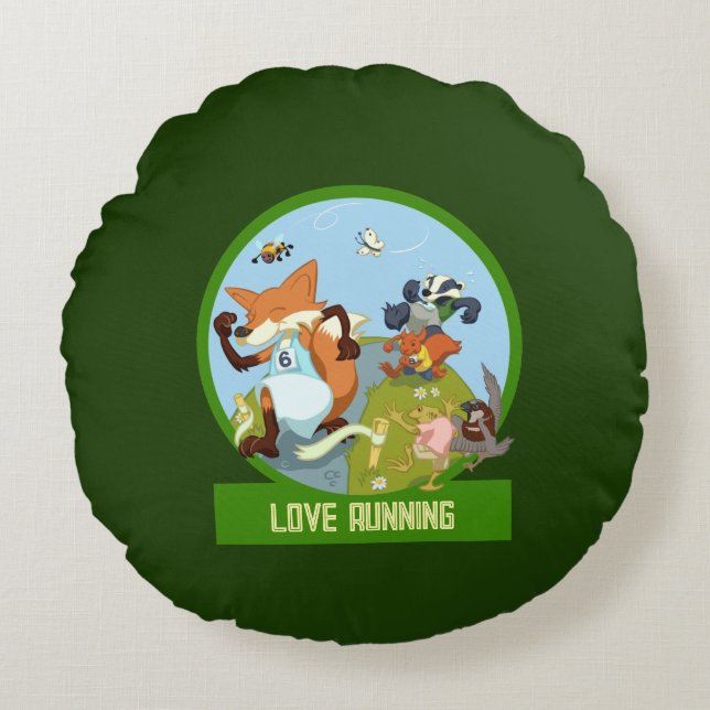 Coussins Ronds Love Runny Funny Woodland Animal Race Cartoon (Devant)