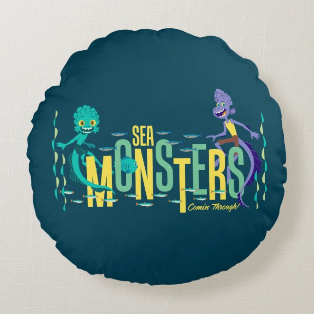 Coussins Ronds Luca | Des Monstres De Mer Arrivent ! (Devant)