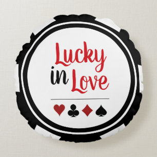 Coussins Ronds Lucky In Love Black White Poker Chip