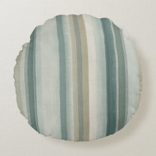Coussins Ronds Lumière Bleue Verte Douce Teinte Beige Rayure Pati