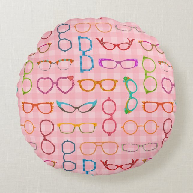 Coussins Ronds Lunettes de vue Rétro Moderne Hipster avec En vich (Devant)
