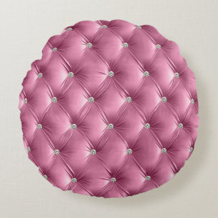 Coussins Ronds Luxe Glam Soft Rose Faux Velvet