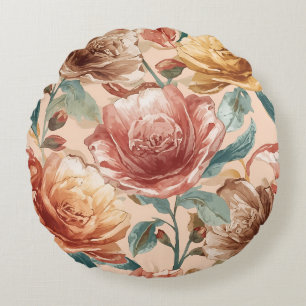 Coussins Ronds Luxe, Moderne, Fleurs, Beautés florissantes