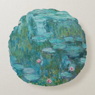 Coussins Ronds Lys à eau, Peinture à l'huile d'art, Claude Monet