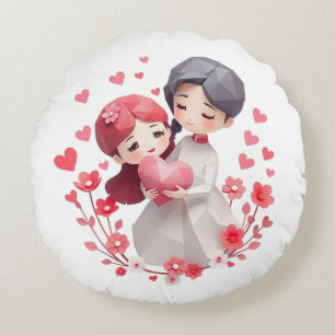 Coussins Ronds M. & Mme   L'amour est en train de se préparer Cou