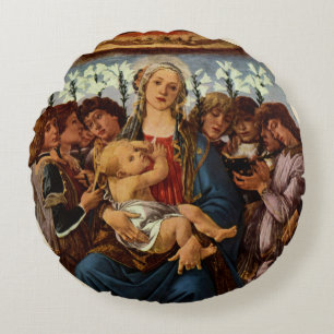 Coussins Ronds Madonna et Enfant avec huit anges par Botticelli
