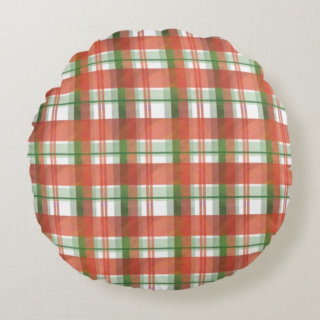 Coussins Ronds Madras Plaid Noël (Devant)