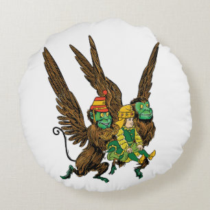 Coussins Ronds Mage de l'Oz vintage, Dorothy, singes volants malé