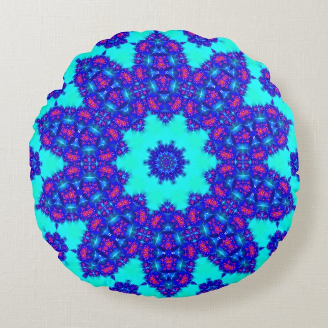 Coussins Ronds  Magic Blue kaleidoscope flourished (Devant)