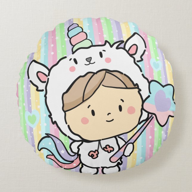 Coussins Ronds Magic Dreams Unicorn Child Kids Nursery (Devant)