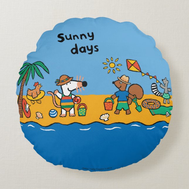 Coussins Ronds Maisy et amis à la plage (Devant)