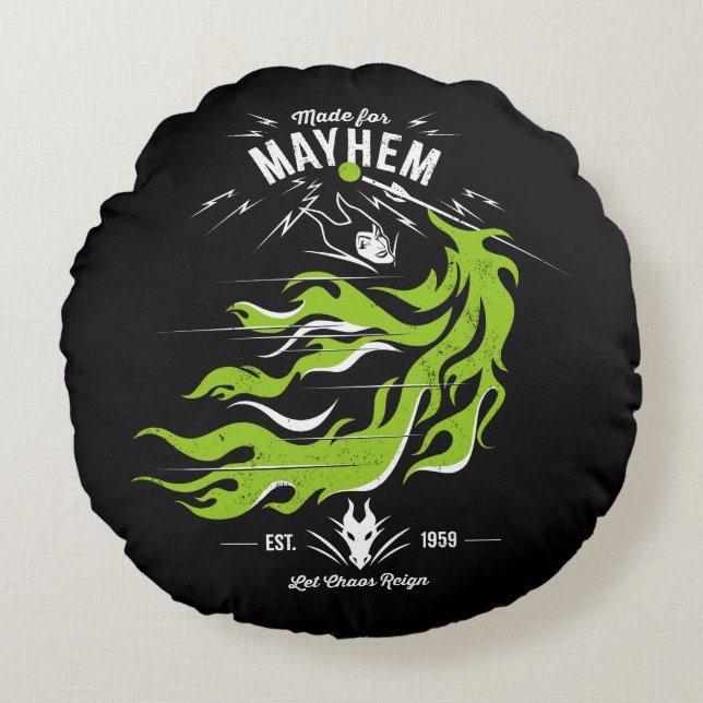 Coussins Ronds Maléfique | Fait pour Mayhem | Que le chaos règne (Devant)