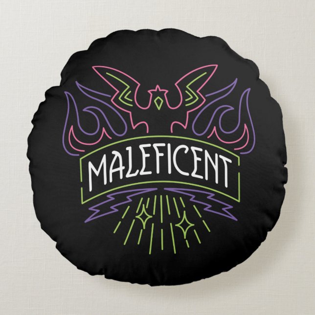 Coussins Ronds Maléfique | Logo du badge de néon (Devant)