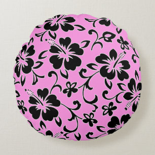 Coussins Ronds Malia Hibiscus Imprimé de Pareau Hawaïen