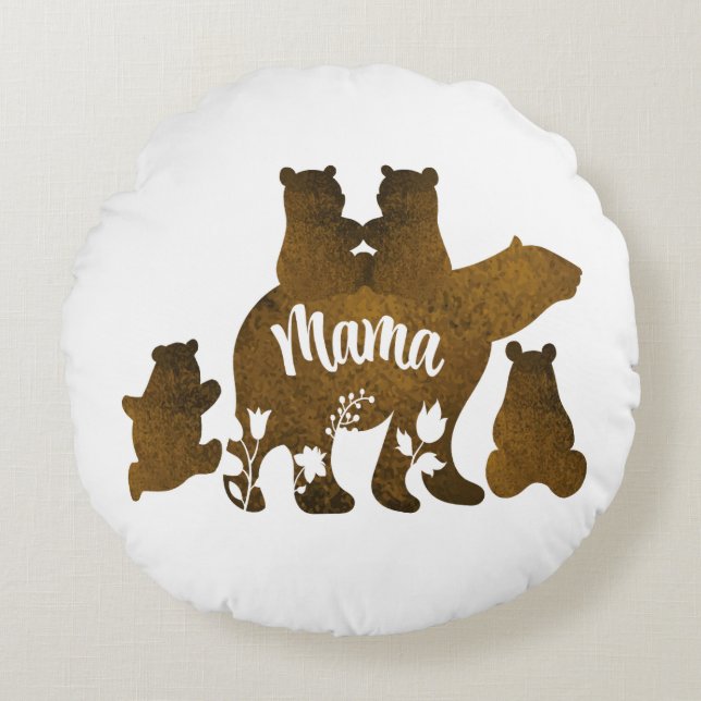 Coussins Ronds Mama Bear With 4 Cubs Maman of Four Children Cadea (Devant)
