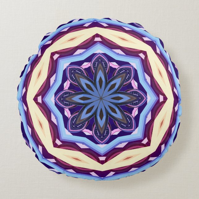 Coussins Ronds Mandala art design fleur ornementale motif (Devant)