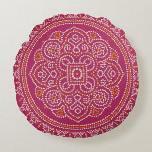 Coussins Ronds Mandala Bandhani Traditionnel