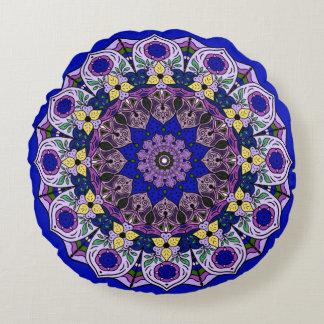 Coussins Ronds Mandala Blueberry Blue Violet