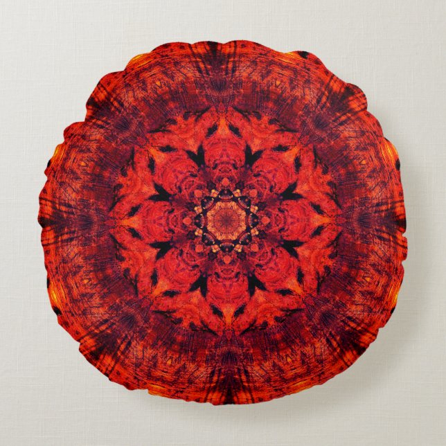 Coussins Ronds Mandala de Chakra de racine (Devant)