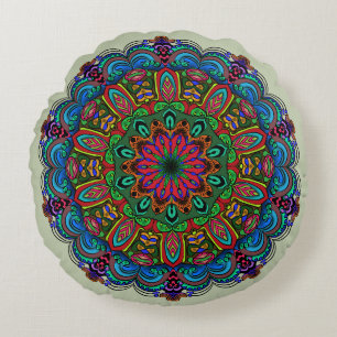 Coussins Ronds Mandala dynamique Floral & Motif géométrique
