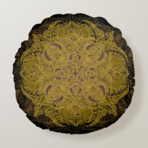 Mandala en filigrane de Mehndi d'or jaune sur le