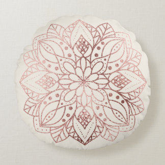 Coussins Ronds Mandala Rose Gold Nature