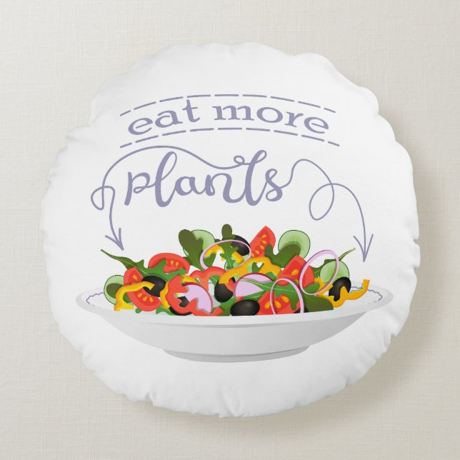 Coussins Ronds Mangez plus de plantes frais motivation salade let (Devant)