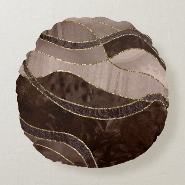 Coussins Ronds Marble Agate Gold Glam 4 - landscape (Devant)