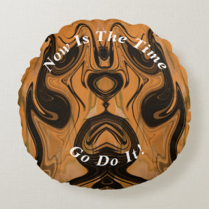 Coussins Ronds Marbre Abstrait unique Brown