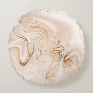 Coussins Ronds Marbre liquide beige avec éclaboussure de parties 