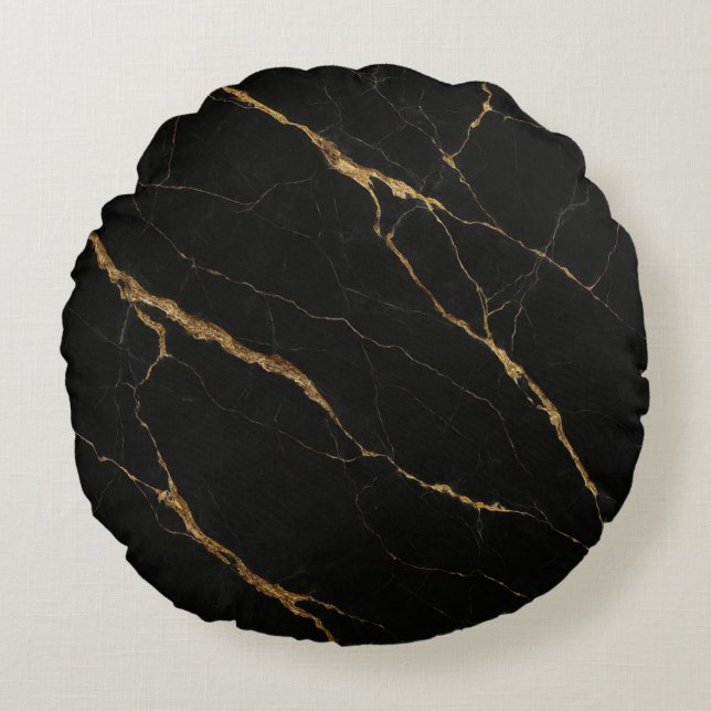 Coussins Ronds Marbre noir de luxe (Devant)
