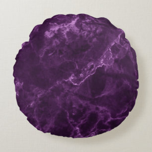 Coussins Ronds Marbre violet foncé : texture luxueuse.