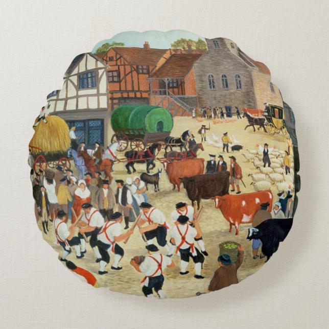 Coussins Ronds Marché aux bestiaux du 18ème siècle de Mayfair (Devant)