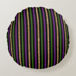Coussins Ronds Mardi Gras Lignes Verticales Parties scintillant D