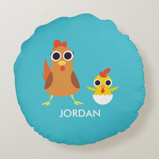 Coussins Ronds Maria et bandit les poulets (Dos)