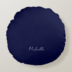 Coussins Ronds Marine Bleu Couleur Plaque Moderne Nom Propre Call